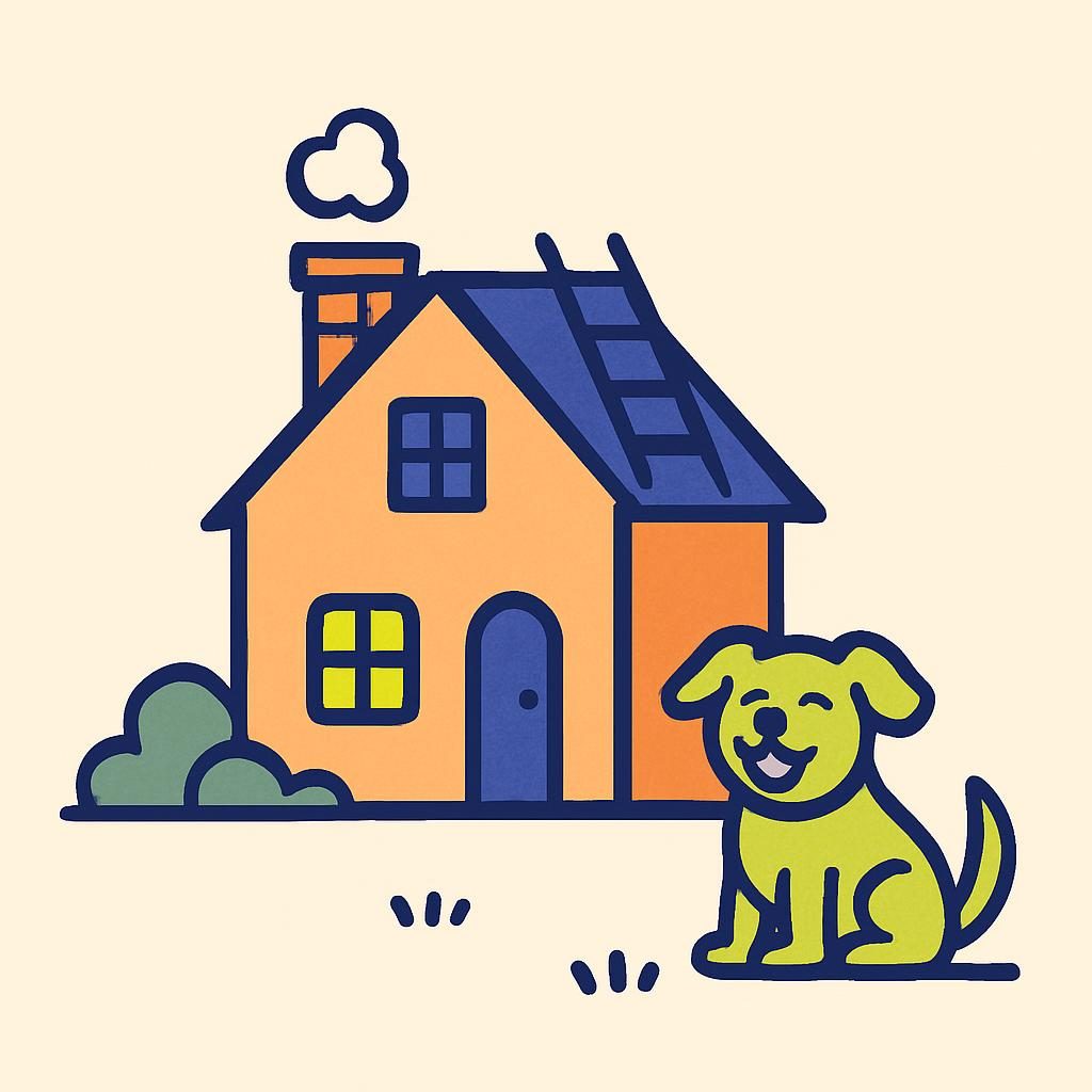 Drawing of a house with a chimney